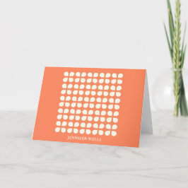Orange Geometric Floral Retro Monogram Karte