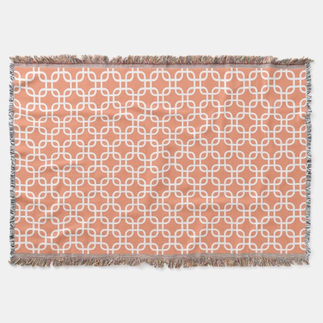 Orange Geometric Links Muster Decke (Vorderseite)