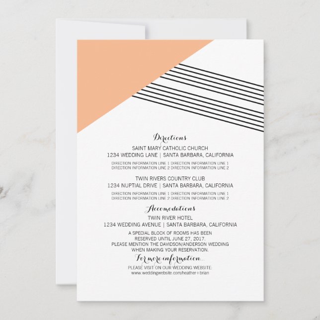 Orange Geometric Strip Information Card Einladung (Vorderseite)