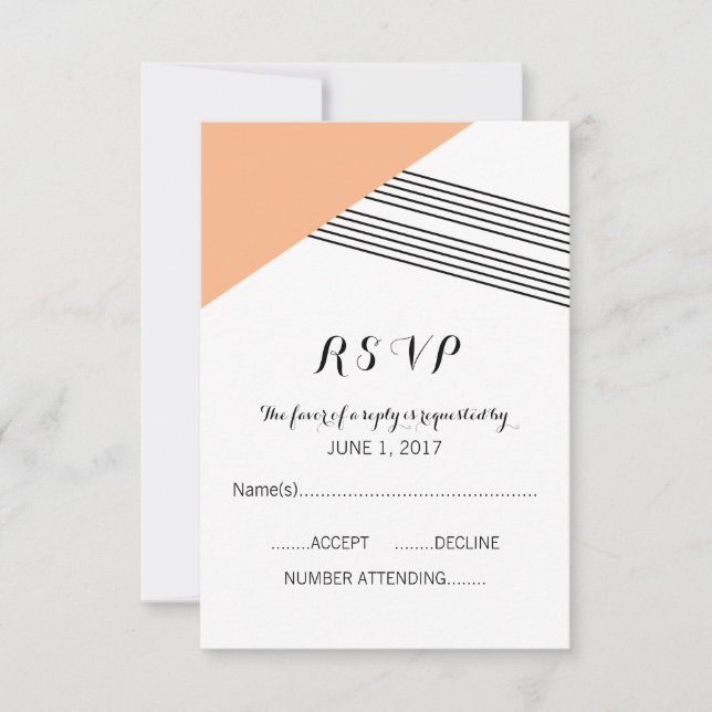 Orange Geometric Strip Response Card RSVP Karte (Vorderseite)