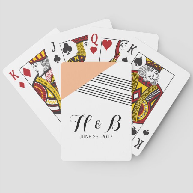 Orange Geometric Stripe Playing Cards Spielkarten (Rückseite)