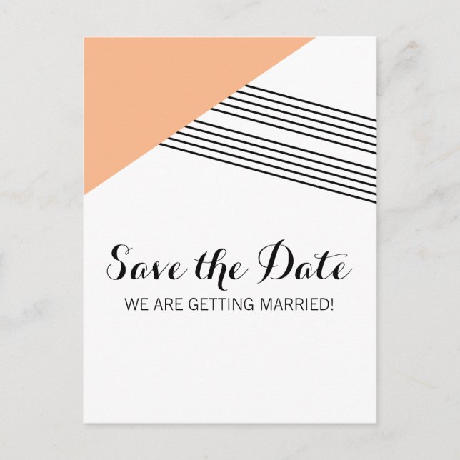 Orange Geometric Stripe Save the Date Postkarte (Vorderseite)