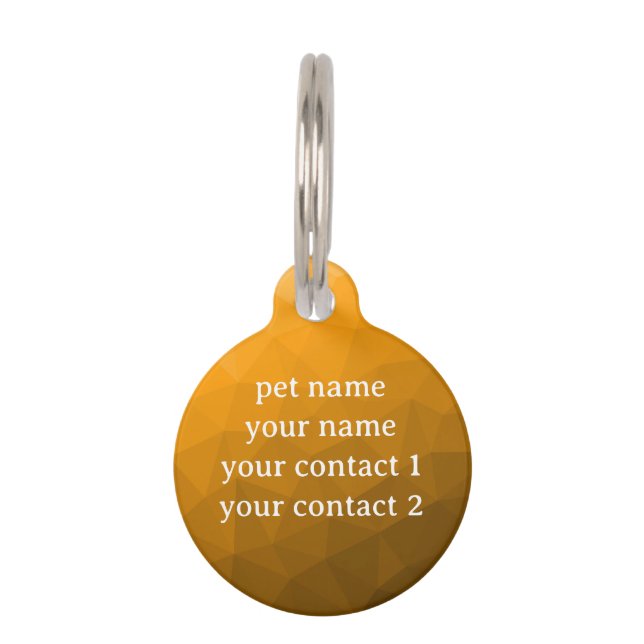 Orange geometrische Maschenmuster Ihr Text Haustiermarke (Rückseite)
