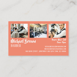 orange gerahmter benutzerdefinierter Foto-Friseur Visitenkarte