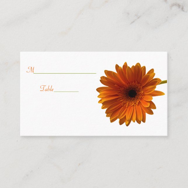 Orange Gerbera Daisy Besondere Anlass Platzkarte (Vorderseite)