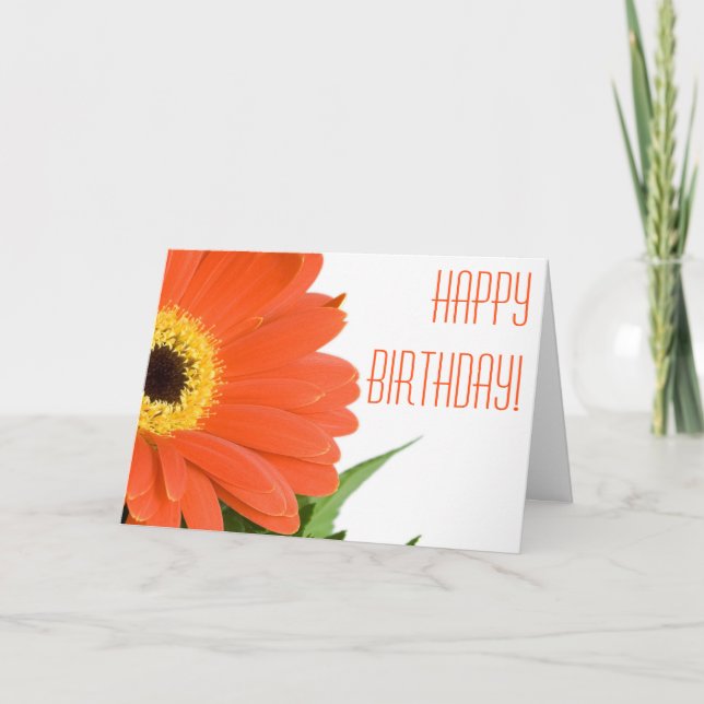 Orange Gerbera Daisy Birthday Card Karte (Vorderseite)