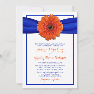Orange Gerbera Daisy Blue Wedding Einladung