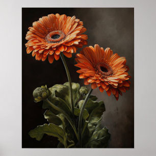 Orange Gerbera Daisy Blume Art Print Poster