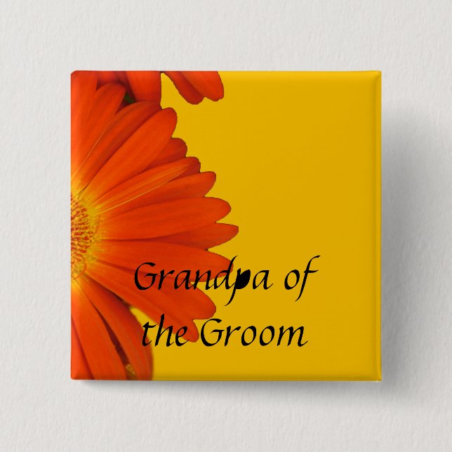 orange Gerbera-Daisy-Blumenknöpfe. Button (Vorderseite)