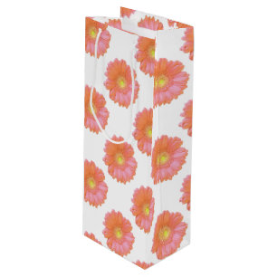 Orange gerbera daisy geschenktüte für weinflaschen