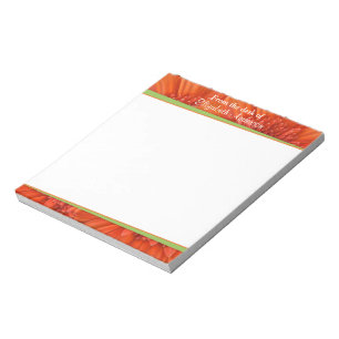 Orange Gerbera Daisy Green Personalisiert Notepad Notizblock