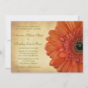 Orange Gerbera Daisy Hochzeit im Herbst Einladung
