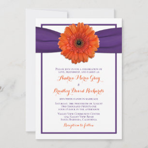 Orange Gerbera Daisy Lila Wedding Einladung