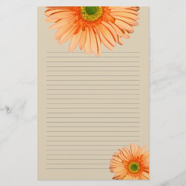 Orange Gerbera Daisy Lined Personal Writer Paper Briefpapier (Vorderseite)