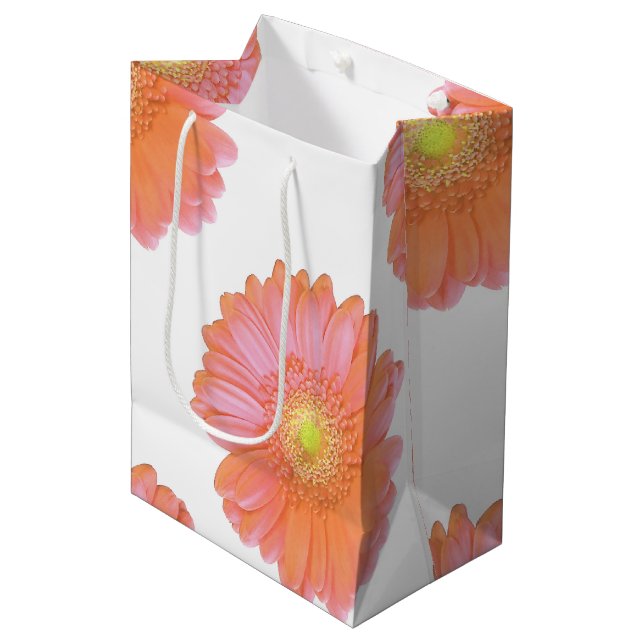 Orange gerbera daisy mittlere geschenktüte (Vorderseite Schrägansicht)