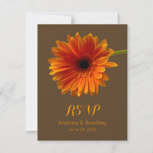 Orange Gerbera Daisy Response Card RSVP Karte