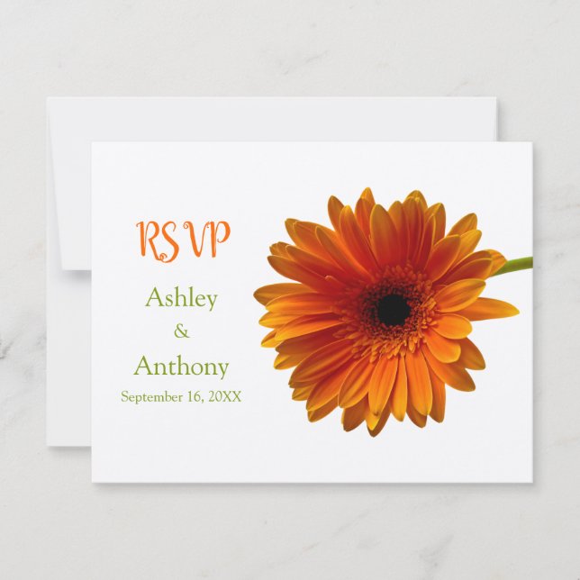 Orange Gerbera Daisy Response Card RSVP Karte (Vorderseite)