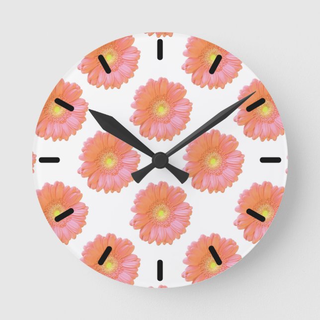 Orange gerbera daisy runde wanduhr (Vorderseite)