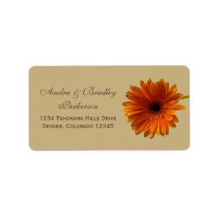 Orange Gerbera Daisy Tan Wedding Address Labels Adressaufkleber