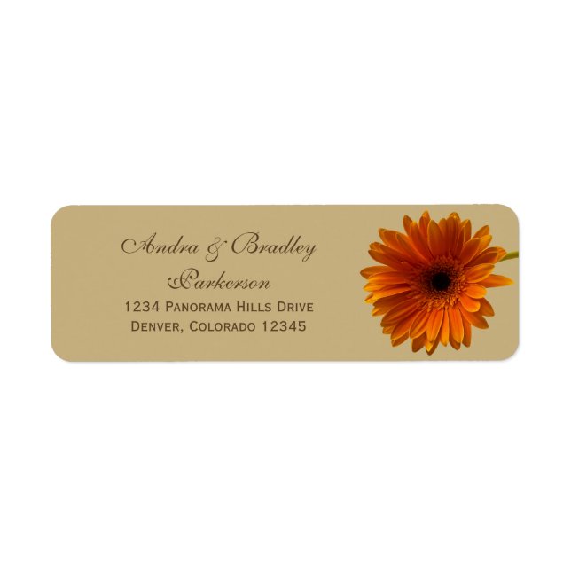 Orange Gerbera Daisy Wedding Rücksendeadressen-Auf (Vorne)
