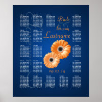 Orange Gerbera Daisy Wedding Seating Chart