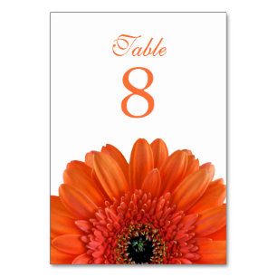 Orange Gerbera Daisy White Wedding Tischnummer