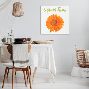 Orange Gerbera Frühjahrszeit Blume auf weißem Foto Poster