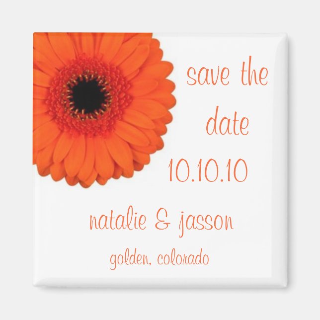 Orange Gerbera Save the Date Magnet (Vorne)