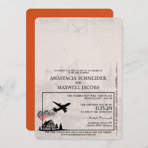 Orange Germany Passport Wedding Einladung