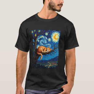 Orange getigerte Katze träumt auf einem Ast Van Go T-Shirt