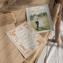 Orange gezeichnete Blumengarten-Foto-Save-the-Date