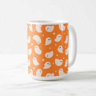 Orange Ghost Doodle Muster Kaffeetasse