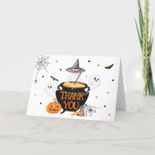 Orange Ghost Halloween Baby Brewing Baby Shower Dankeskarte