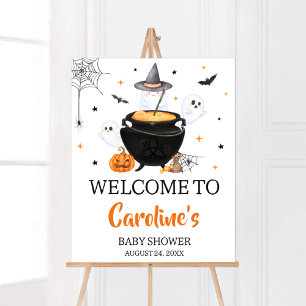 Orange Ghost Halloween Baby brütet Willkommen Poster