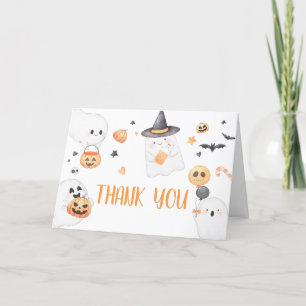 Orange Ghost Halloween Little Boo Baby Dusche Dankeskarte