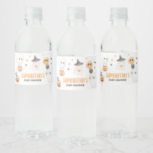 Orange Ghost Halloween Little Boo Baby Dusche Wasserflaschenetikett