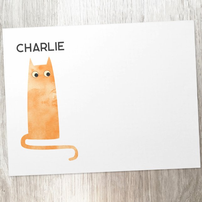 Orange Ginger Cat Personalisiert Notizblock (Orange Ginger Cat watercolor fun personalized custom name notepad)