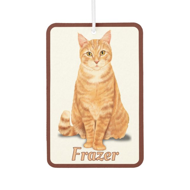 Orange Ginger Tabby Cat Personalisiert Autolufterfrischer (Vorderseite)