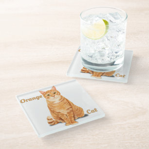 Orange Ginger Tabby Cat Personalisiert Glasuntersetzer
