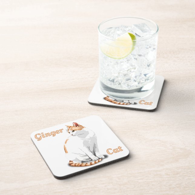 Orange Ginger und White Cat Personalisiert Getränkeuntersetzer (Rechte Seite)