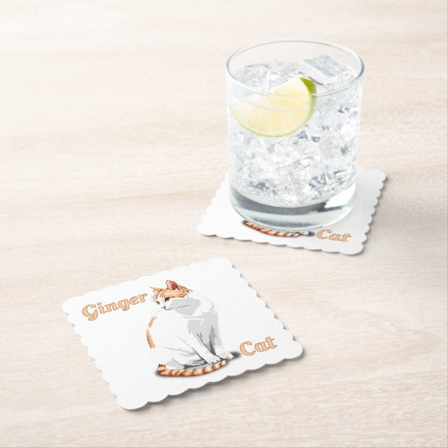 Orange Ginger und White Cat Personalisiert Untersetzer (Vor Ort)