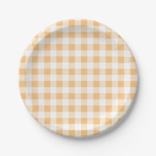 Orange Gingham Babyparty Pappteller