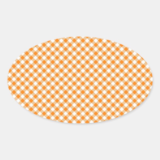 Orange Gingham Background Oval Sticker (Vorderseite)