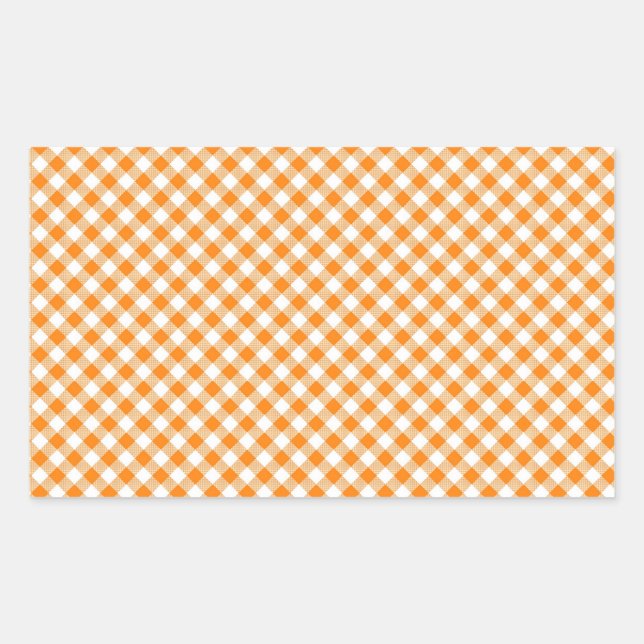 Orange Gingham Background Rectangle Sticker (Vorderseite)