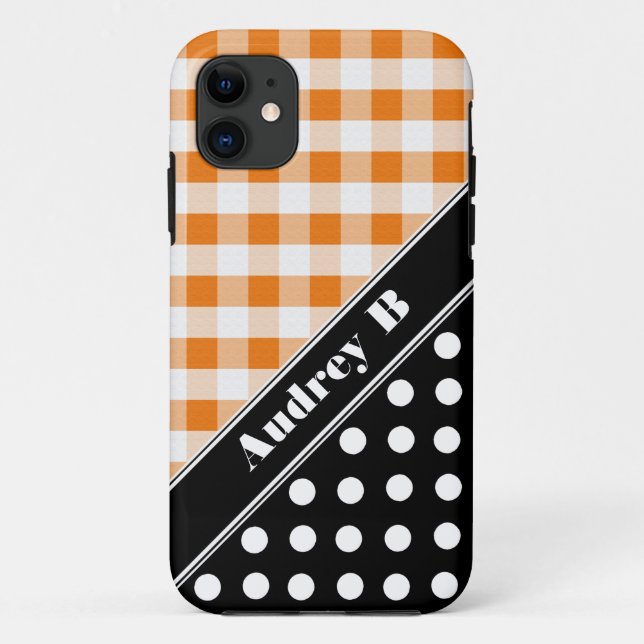 Orange Gingham Black Polka Dot iPhone 5 Fall Case-Mate iPhone Hülle (Rückseite)