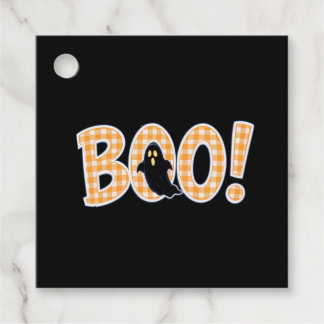Orange Gingham BOO Ghost Geschenkanhänger