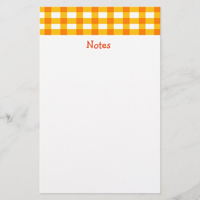 Orange Gingham Briefpapier (Vorderseite)