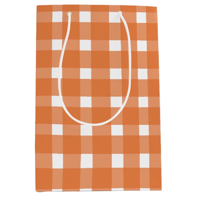 Orange Gingham Fall Baby Dusche Mittlere Geschenktüte (Vorderseite)