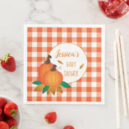 Orange Gingham Fall Baby Duschpapier Napkins Serviette