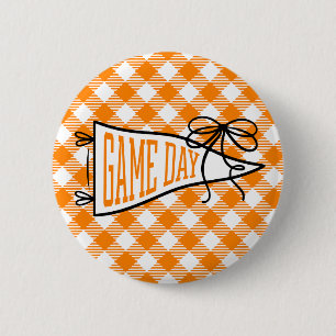 Orange Gingham Game Day Wimpel Button